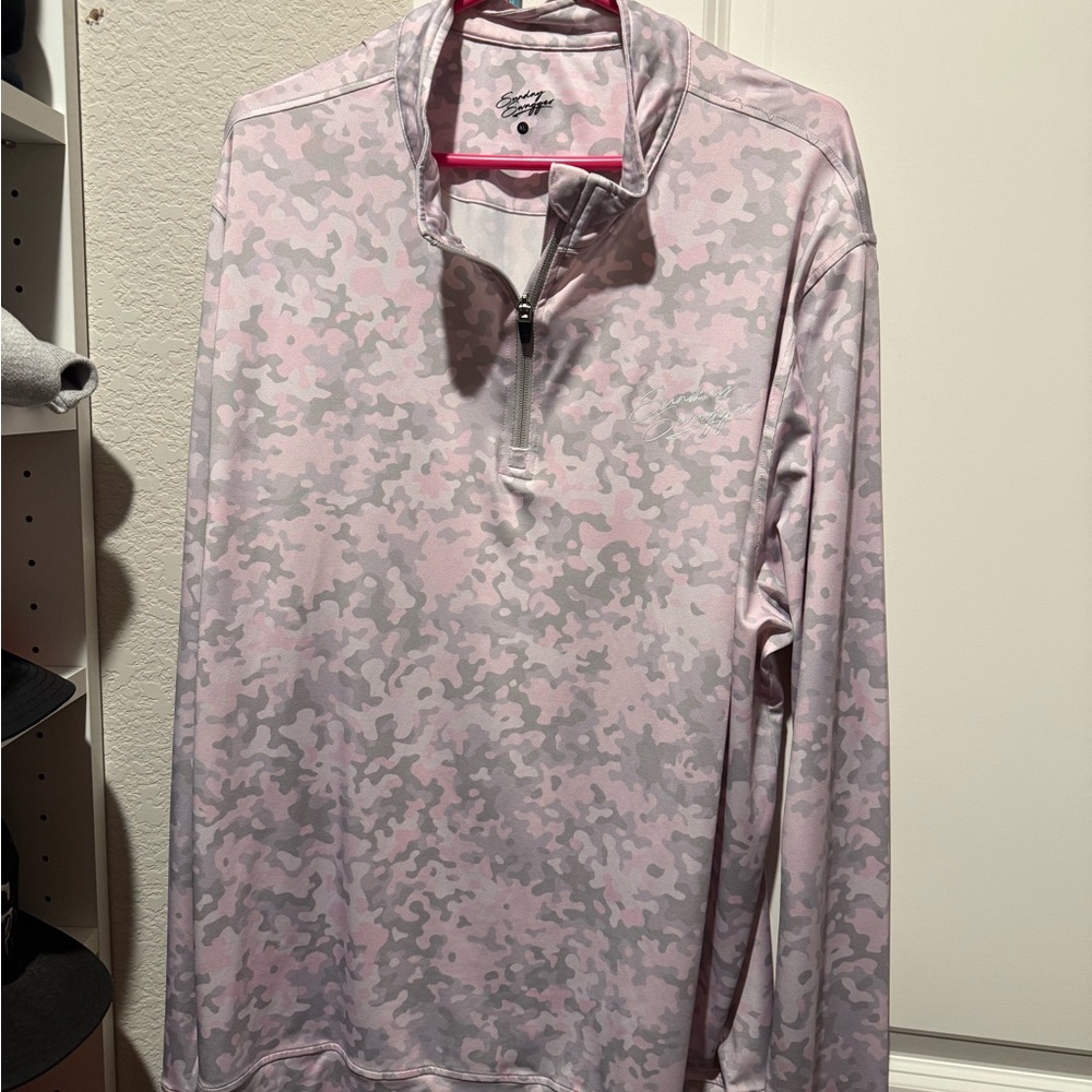 Sunday Swagger - Pink and Gray Camo Quarter-Zip Pullover